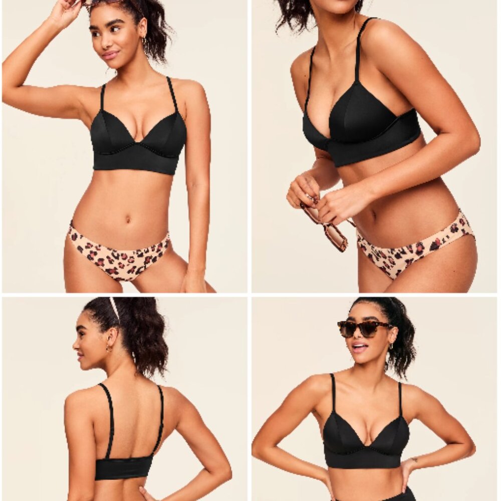 Adore Me Nina Contour Bikini Set XL - Black top & Leopard bottom **NWT**